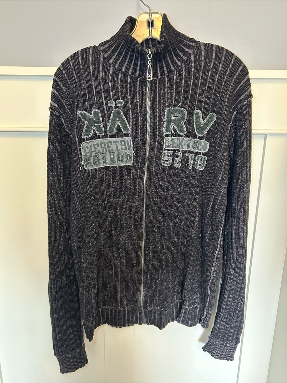 Vintage KÄRV knit zip-up high neck sweater